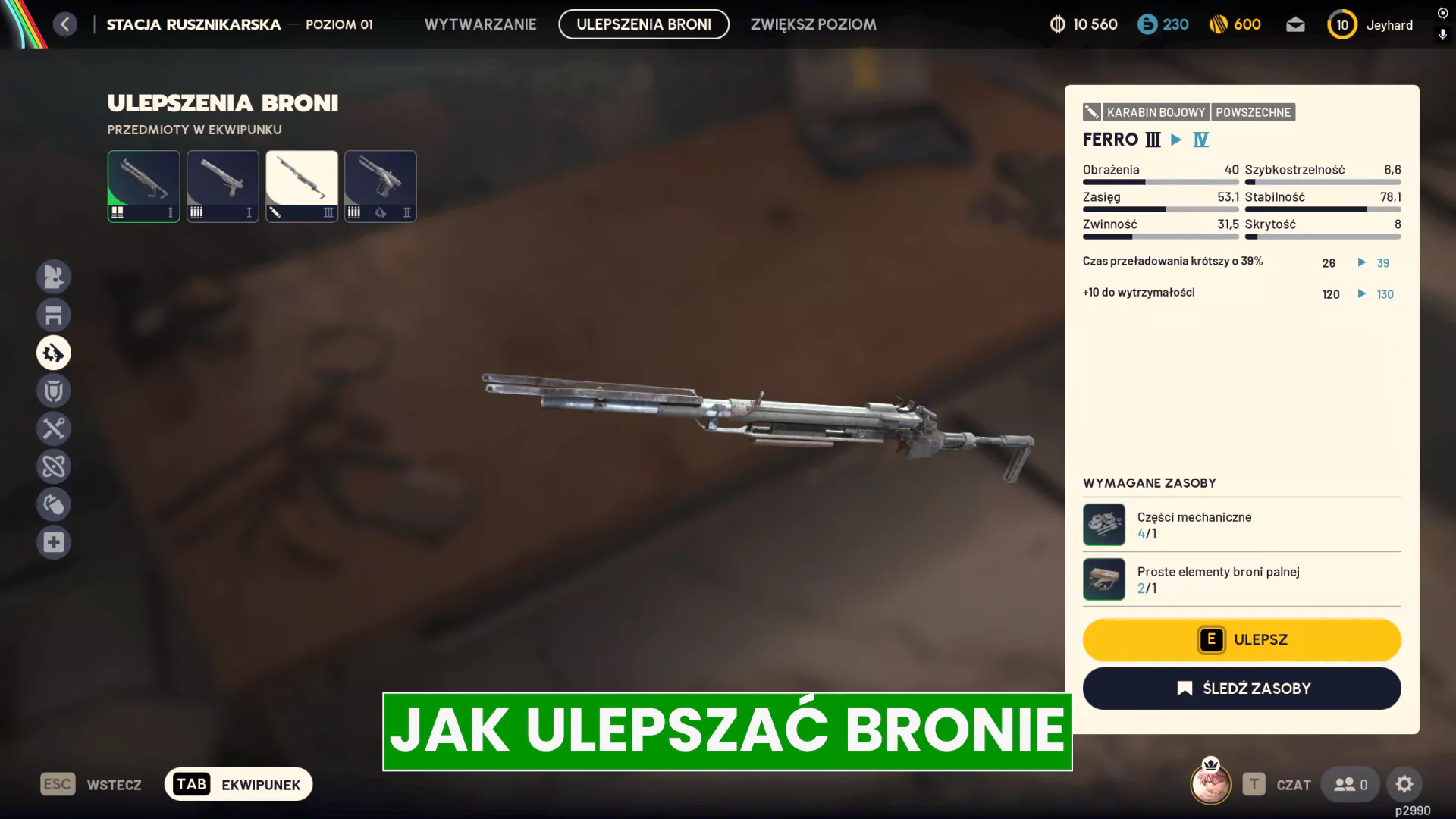 ARC Raiders – jak ulepszyć broń, poziomy broni