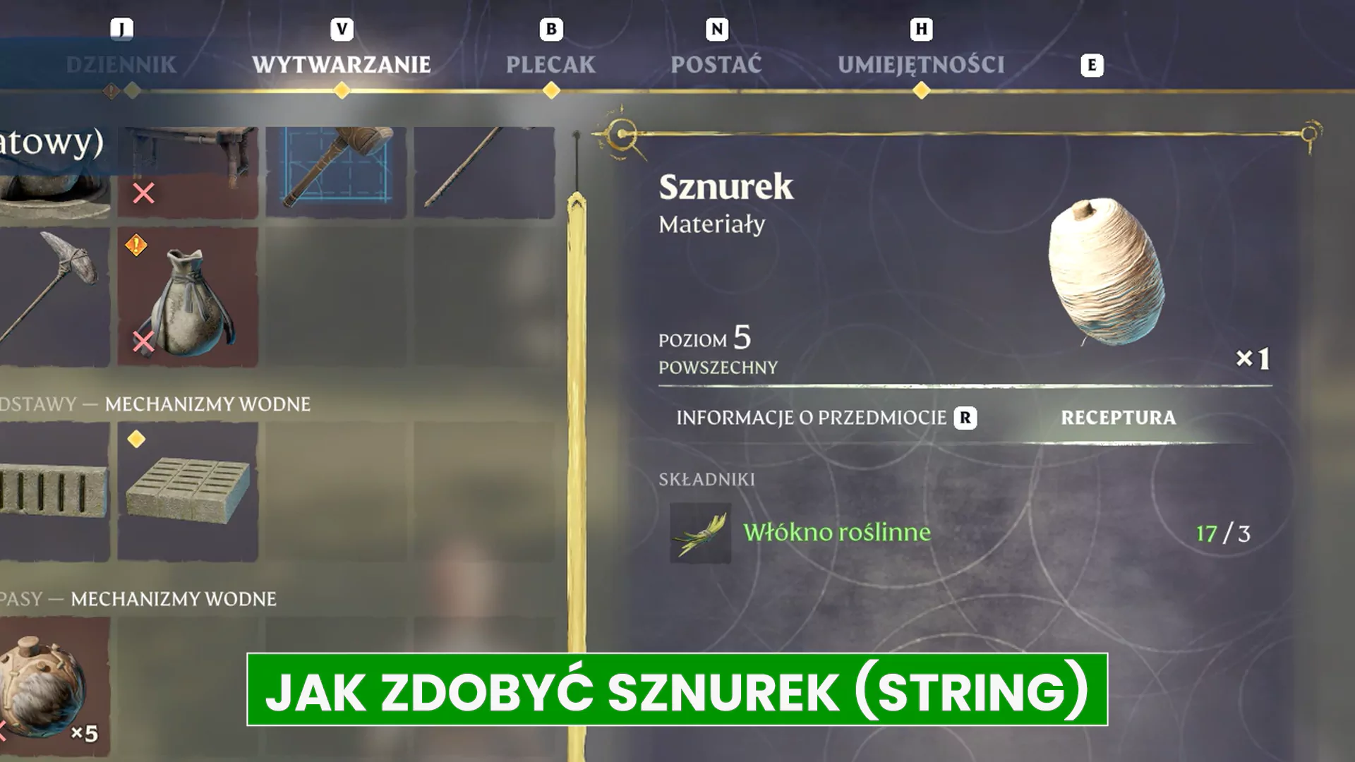 Enshrouded – jak zdobyć sznurek (String), wytwarzanie