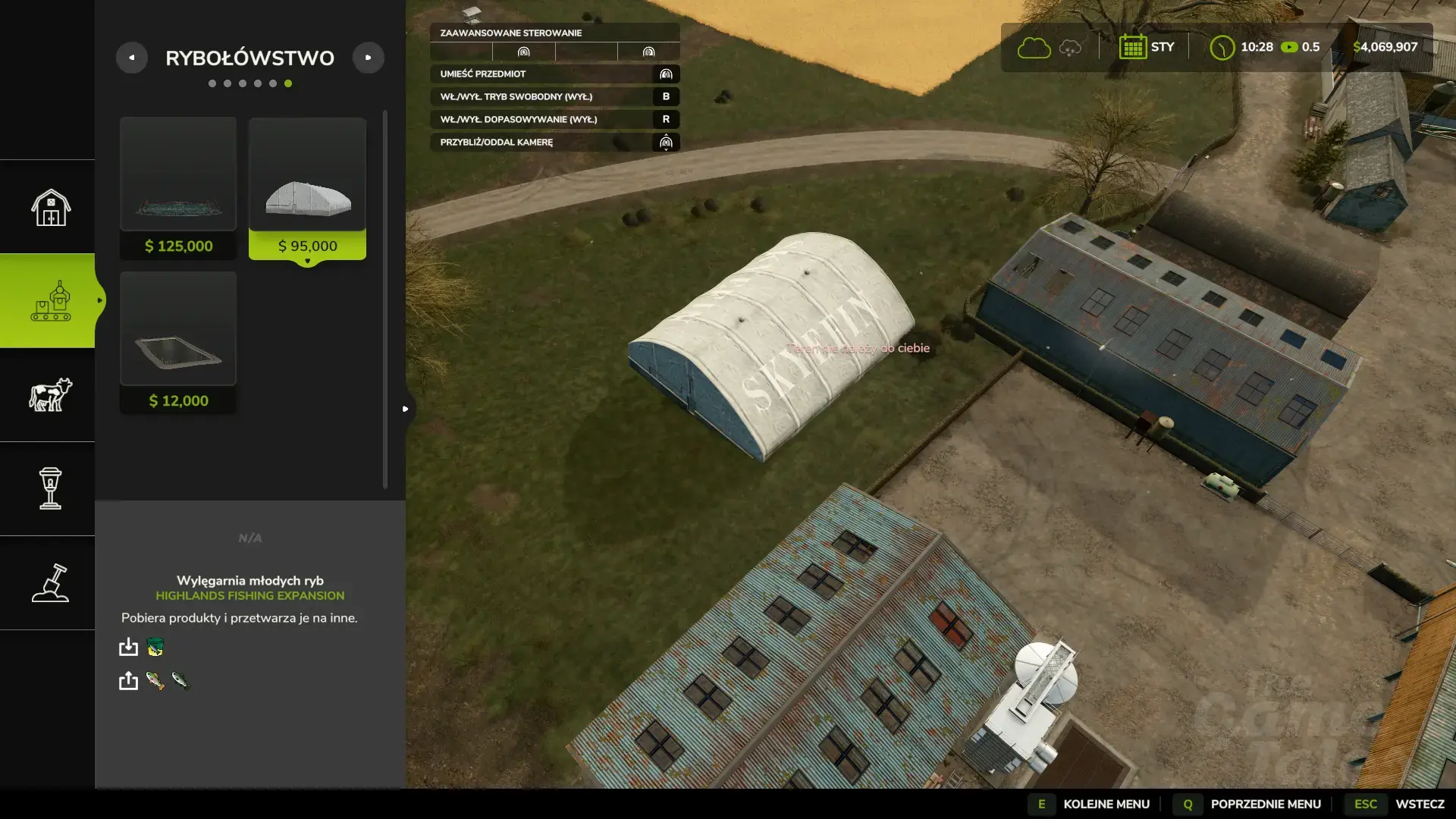 FS25 Highlands Fishing – Jak zacząć hodować ryby Krok 1 Wylęgarnia jak kupić budynek
