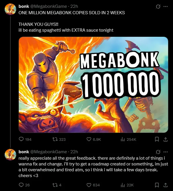 Megabonk ponad 1 milion kopii w dwa tygodnie. Megahit podbija Steam X
