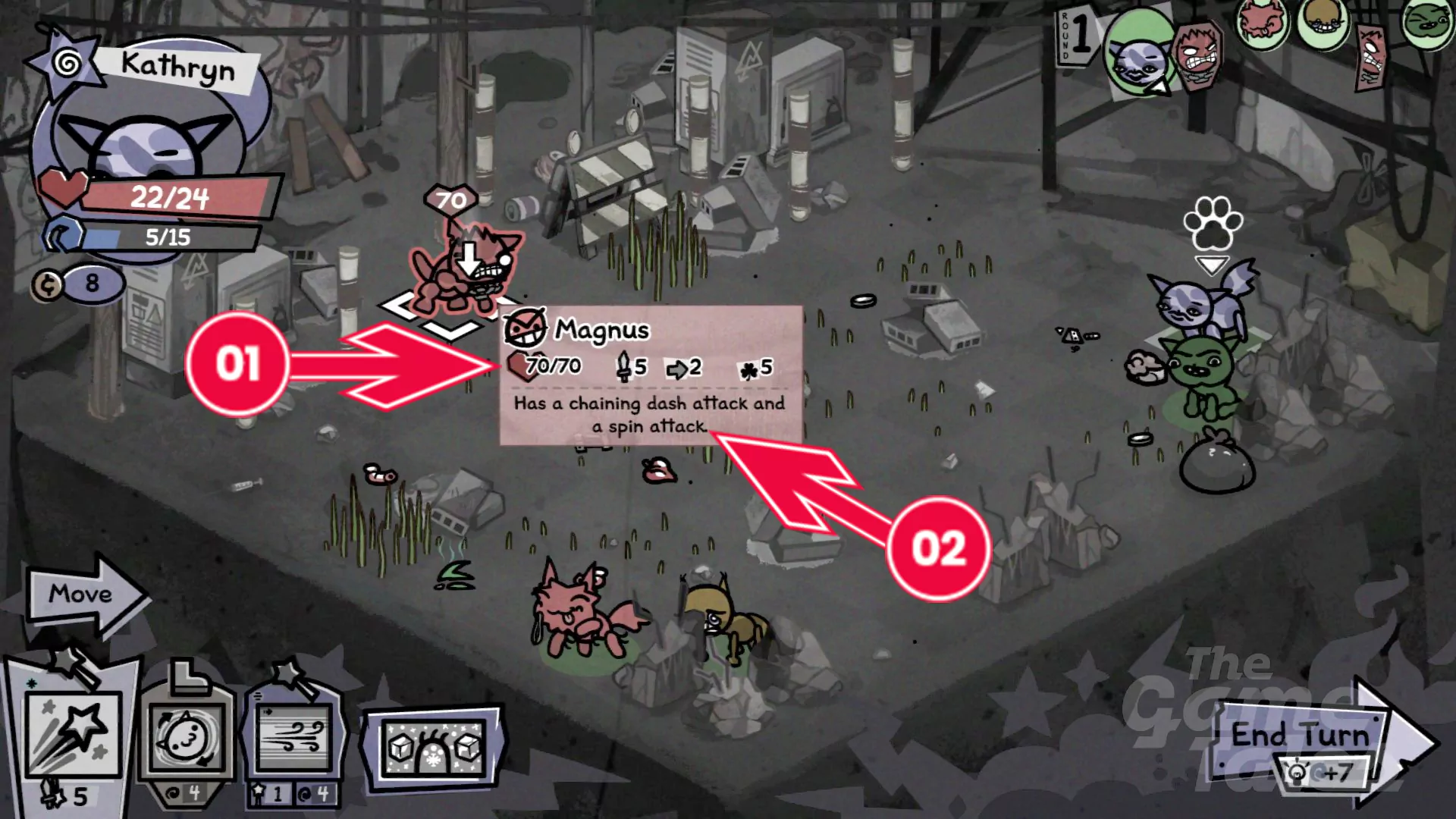 Mewgenics - jak sprawdzić statystyki, zasięg ruchu i ataku wroga