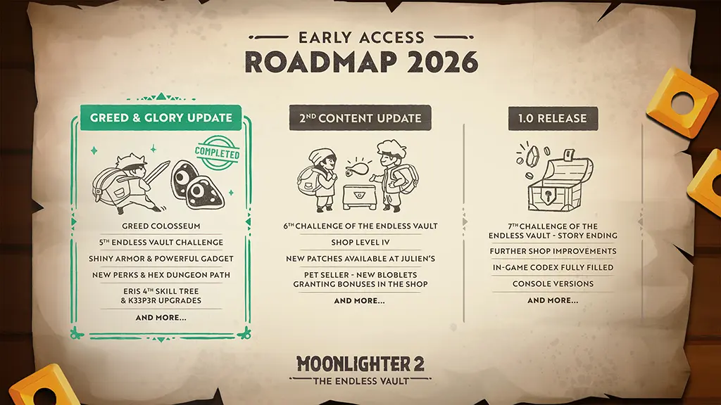 Moonlighter 2: The Endless Vault z pierwszą dużą aktualizacją Greed & Glory