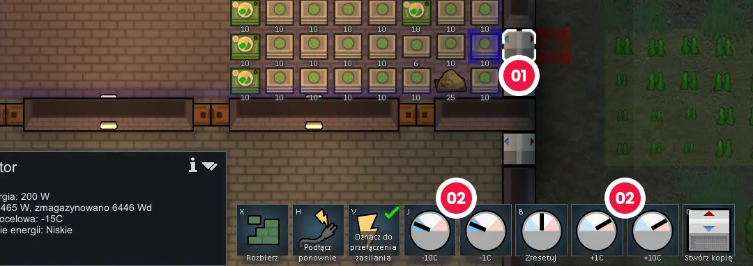 RimWorld – chłodnia - jak ustawić temperaturę